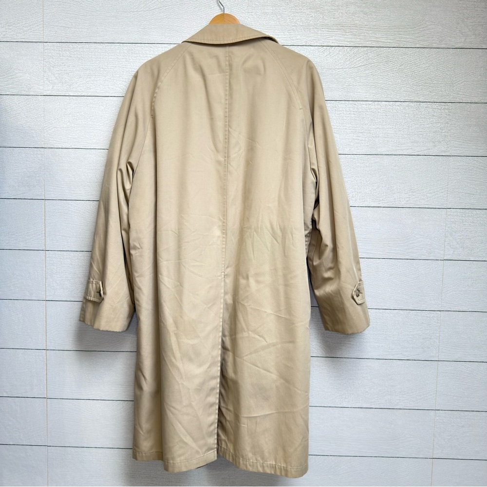 London Fog Vintage 70s Men's Trench Coat Shearling Lined Beige 40R Weathercoat - Picture 3 of 13